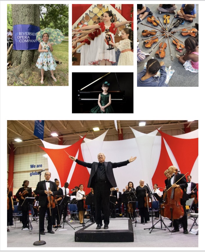 A collage showing Richmond County Orchestra and its work with young musicians